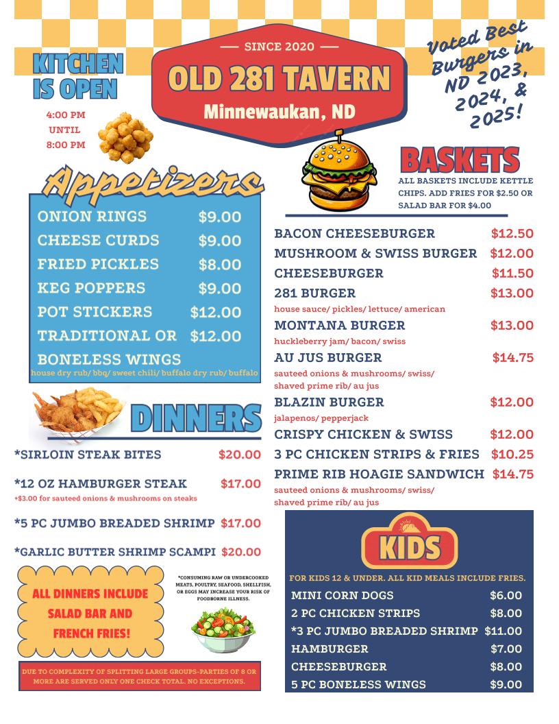 Old 281 Tavern Menu